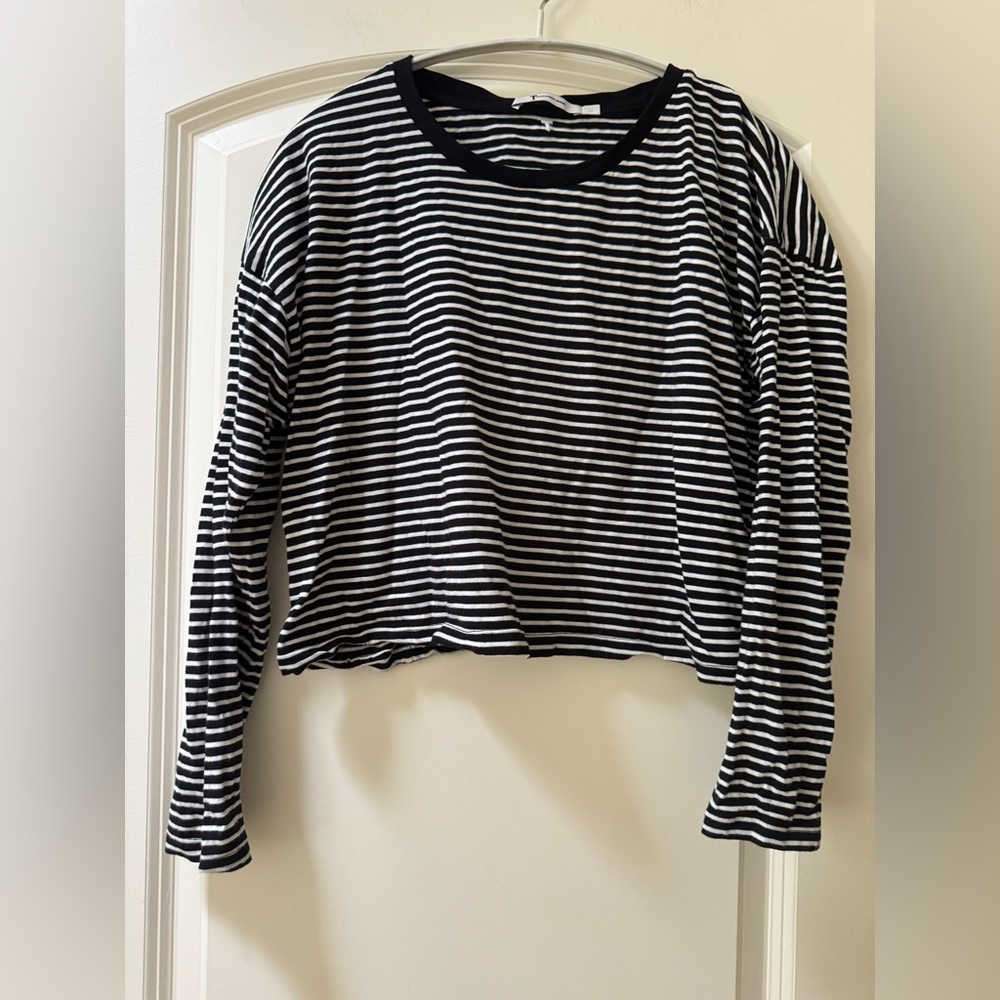 T by Alexander Wang Black & White Striped Long Sleeve Tee